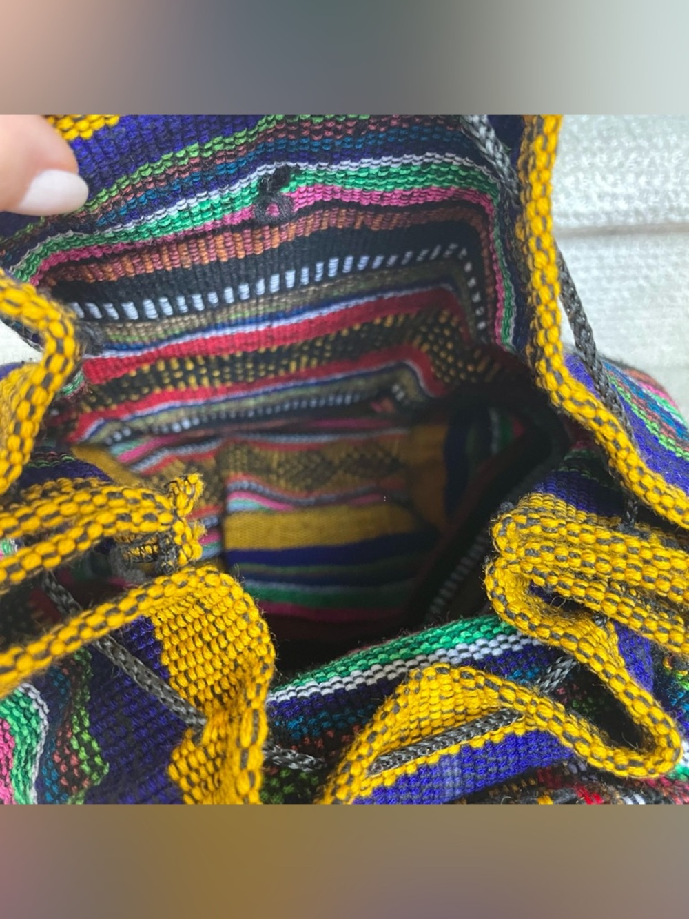 NWOT Artesanias Pinzon Mexican Woven Colorful Blanket Bag Backpack Boho Festival - Picture 9 of 12